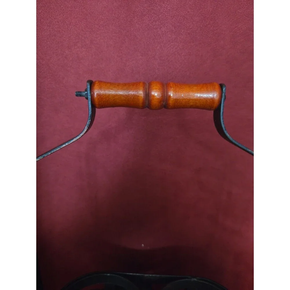 Rustic Metal Dual Wine Bottle Caddy Hinged Wood Handle Tuscan Farmhouse Decor